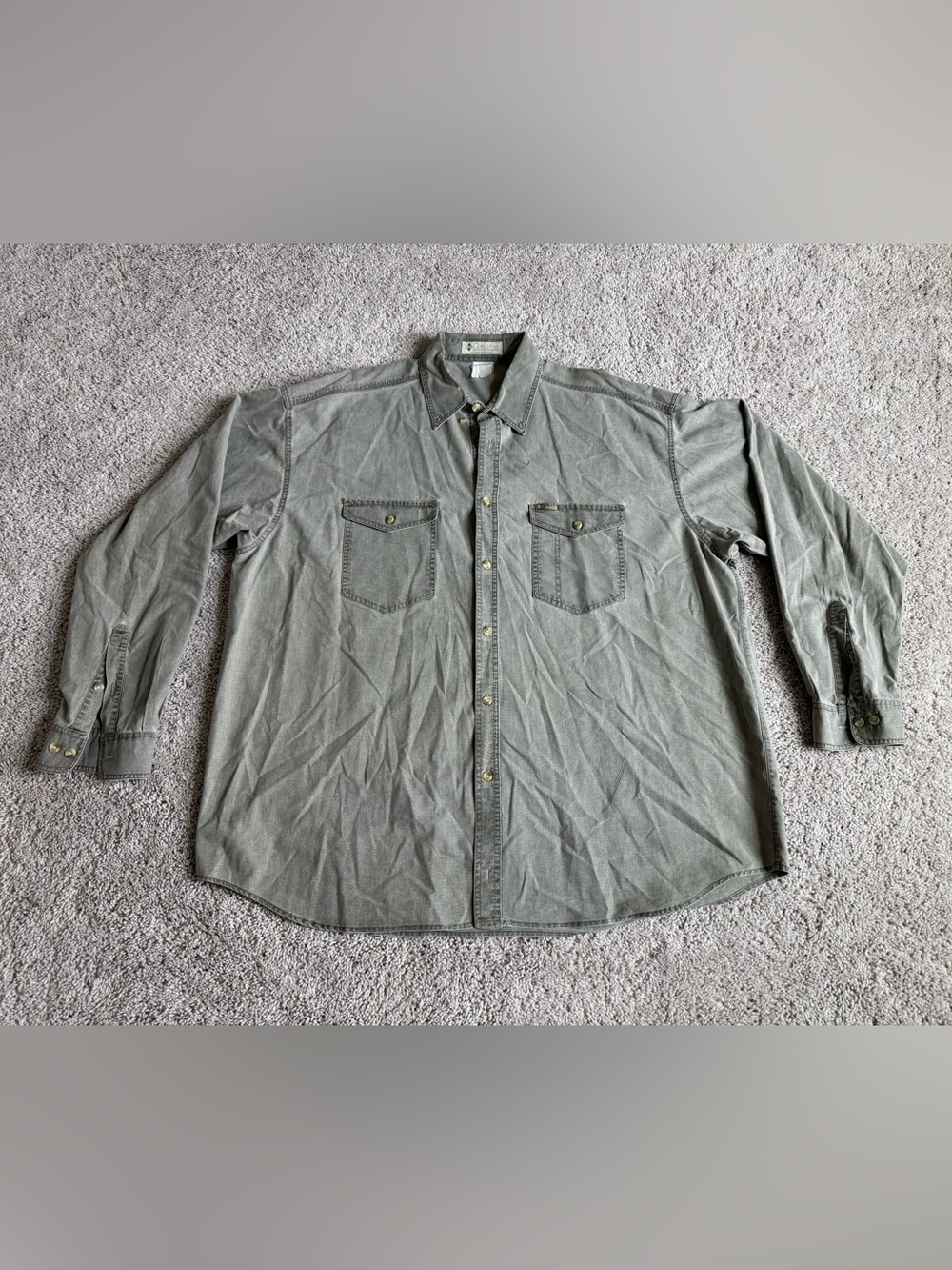 Columbia Gray Casual Button Down Long Sleeve Shirt 4XL